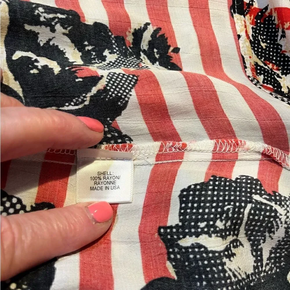 WAYF Striped Floral Shift Dress Red White Women’s Size Small